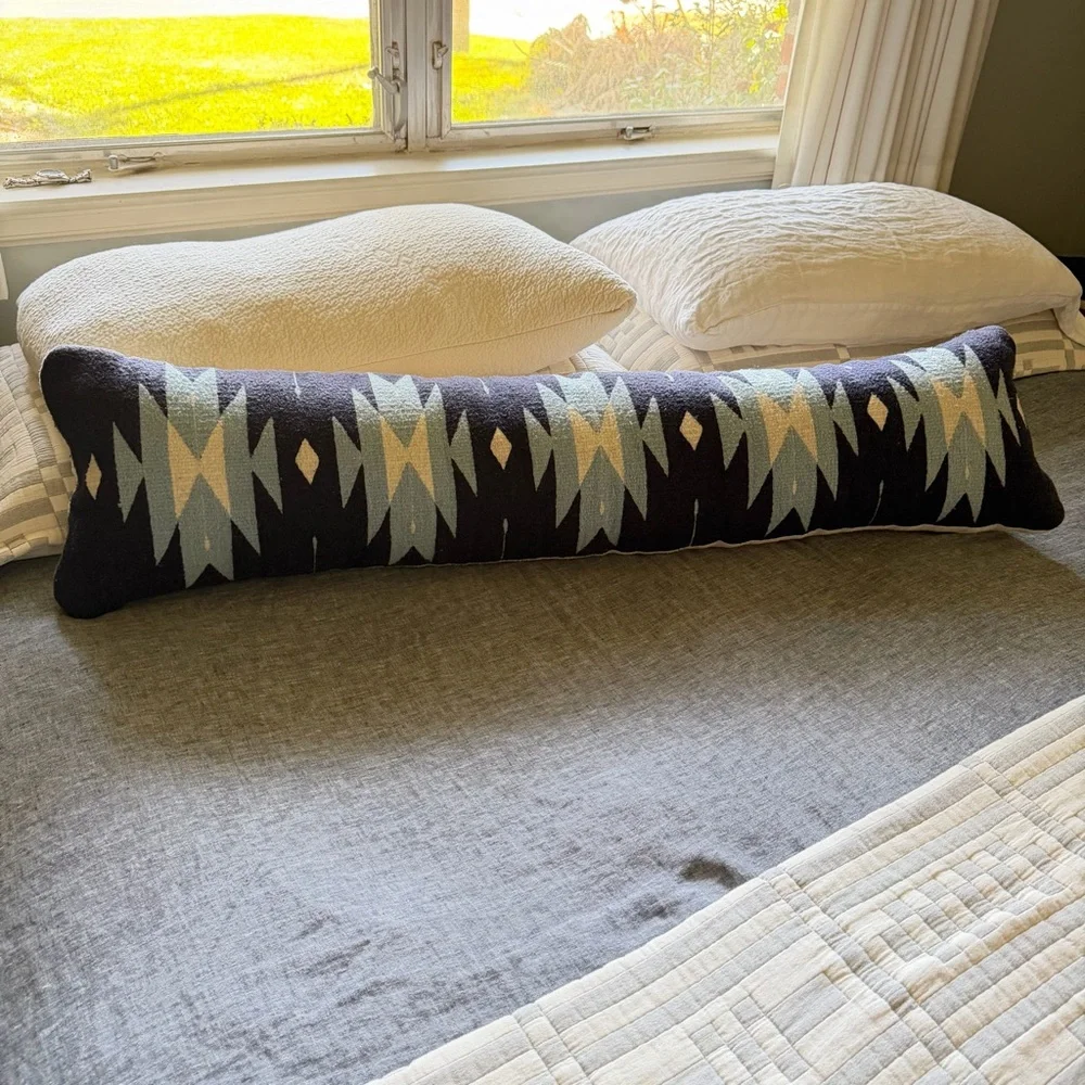 The Citizenry Nizado‎ 48” Lumbar Pillow Indigo Wool 12x48